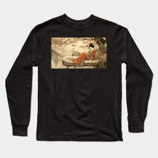 Classic Japanese Style Geisha Artwork Long Sleeve T-Shirt